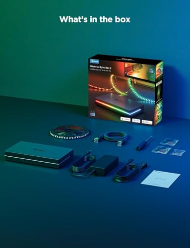 Govee HDMI 2.1 Sync Box Kit 2, AI Sync Box with TV Backlight,Supports 8K@60Hz, 4K@144Hz, VRR and ALLM, Works with Matter, RGBIC LED Strip for 55-65 inch TVs, 75 LEDs/m