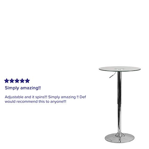 Flash Furniture Glastisch, rund, höhenverstellbar, 69,9 cm (Verstellbarer Bereich 84,9 cm – 104,4 cm) – Bild 5