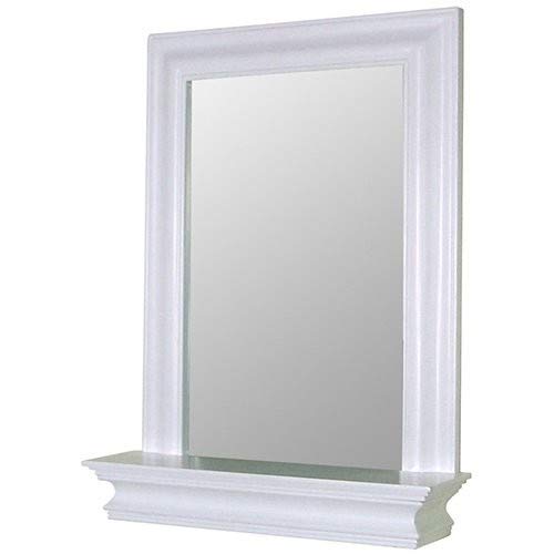 Elegant Home Fashions Stratford Collection Framed Mirror with Shelf, White