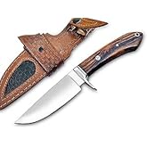 Handmade D2 Steel Hunting Knife - Bushcraft Fixed Blade Hunting Knife with Sheath and Wood Handle - 9.5″ EDC Skinner Knife Ideal for Skinning, Camping and Outdoor