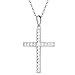 Carleen 925 Sterling Silver Cubic Zirconia CZ Simulated Diamond Cross Crucifix Pendant Necklace Jewelry for Women Girls, 18