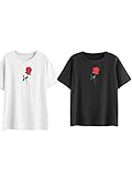 Shensee Tshirt Rose Embroidery Summer Novelty Tees Blouse Short Sleeve