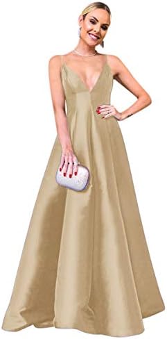 Harsuccting Simple Spaghetti Straps Long Prom Dress Evening Dress with Open Back