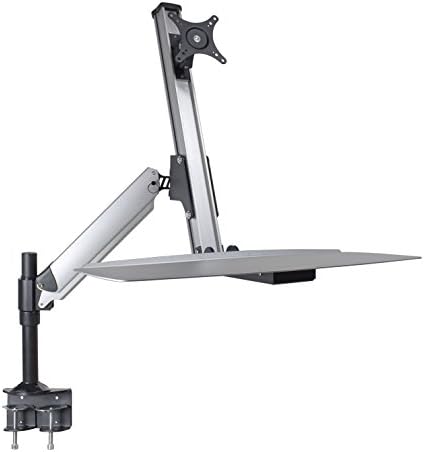 DoubleSight Ergonomic Single Monitor Sit / Stand Lift Arm with Key Board Tray, Desk Mount (DS-ERGO-100)
