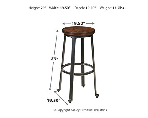 Signature Design by Ashley - Challiman Bar Stool - Pub Height - Set of 2 - Rustic Brown