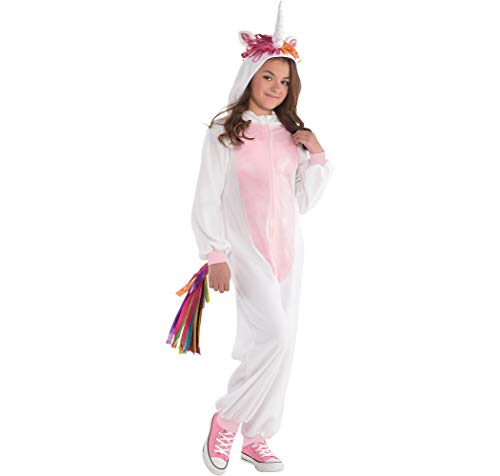 AMSCAN Unicorn Zipster Halloween Costume for Girls, Medium, with Attached Hood and Tail