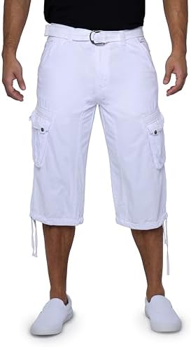X RAY Men's Belted Long Cargo Shorts for Men, Below Knee Length