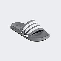 adidas Men's Adilette Shower Slides Grey/White/Grey 6