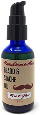 Handsome Man Beard Oil for Men - Soft, Smooth, Manageable Care for Beards and Mustaches - Natural Beard Growth Oil and Beard Conditioner, Softener, Moisturizer - Free Sample Soap (Forest Glen)
