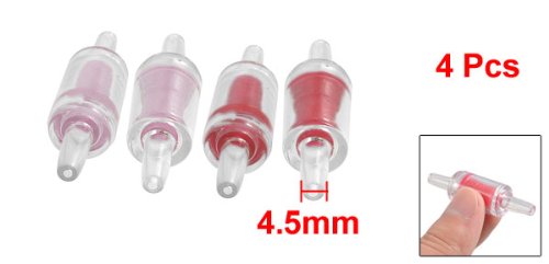 Jardin Plastic 1-Way Air Line Pump 4-Piece Check Valves for Aquarium, Red/Pink/Clear