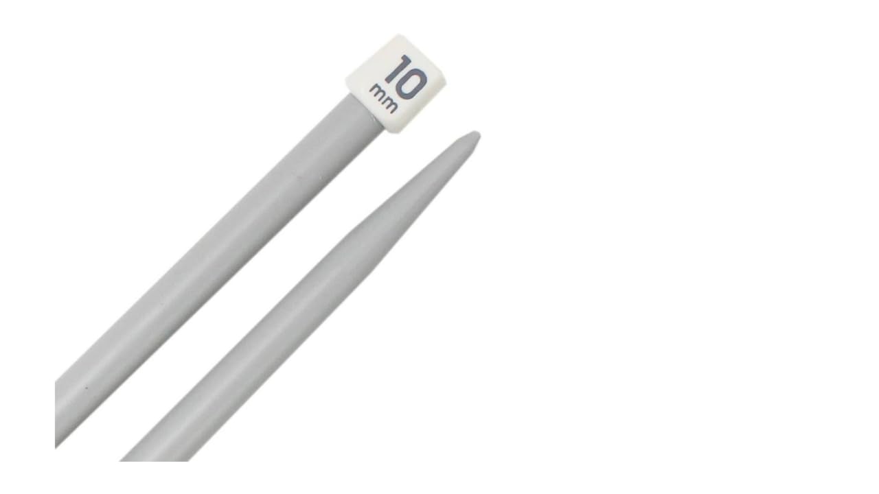 AARNAV 2 x 30cm Long Plastic Knitting Needles Single Pointed Needles (2 x 10mm)