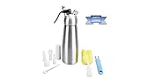 SRB Essentials Professional Automatic Whipped Cream Dispenser, 500 ml (1pint) Cream Whipper with Bonus Bottle Brush. Make Whip Cream and Other Gourmet Desserts.