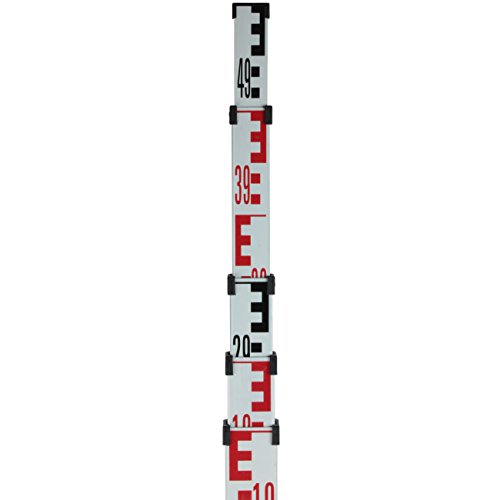 Ridgeyard 5 Section 5m (16.4ft) Telescoping Leveling Rod with 1.63m (64.96 inches) Aluminum 5/8 Inch - 11 Mounting Threaded Flat Head Tripod for Rotary Laser Level Auto Level Theodolite