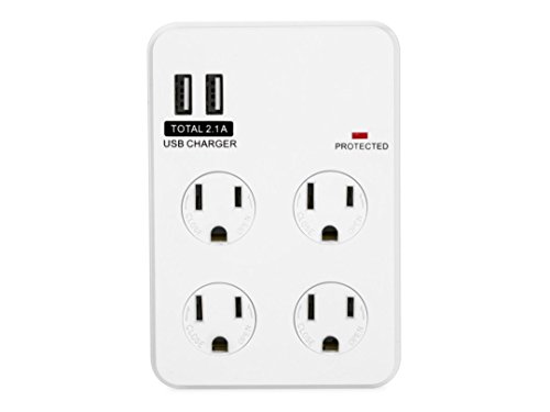Gatorwire Surge Protector Bayoutech 4-Outlet Surge Protected Wall Plug with 2 USB Ports (GWBT-01940)