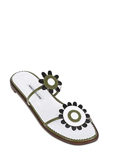 MANOLO BLAHNIK Kuantamod Kid White Authentic $1030 Sandals New Size 41