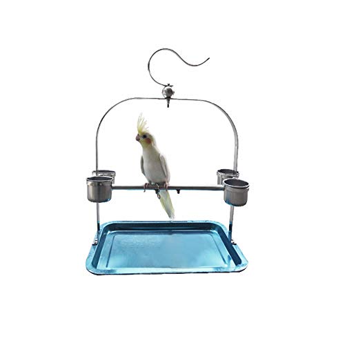 Borange Parrots Playstand Bird Playground Stainless Bird Perch Stand Bird Swing Exercise Playgym with Feeder Cups for Electus Cockatoo Parakeet Conure Cockatiel Cage Accessories Exercise Toy - Thumbnail 4