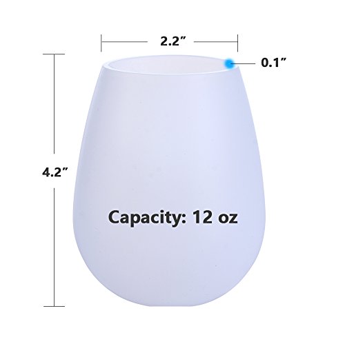 Unbreakable Silicone Wine Glasses, 12 oz Shatterproof Dishwasher Safe Rubber Wine Cups For Outdoor Camping Travelling Parties BBQ Beer Drinking, Pack Of 4 (White)