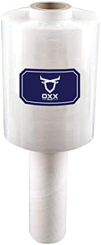 OxxWrap Plastic Stretch Wrap - Single Roll for Moving or Packing - Heavy Duty Clear Plastic Shrink Film with Handle - Used for Pallet Wrapping, Furniture Wrap or Storage Boxes