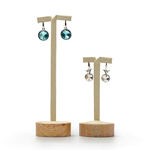 image for Oirlv Wood 2 Pcs Earring Display Stand T-Shape Showcase Tradeshow Earr