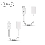 Micro USB 2.0 OTG Cable On The Go Adapter Male Micro USB to Female USB for Android Smart Phones and Tablets,2 Pack, White