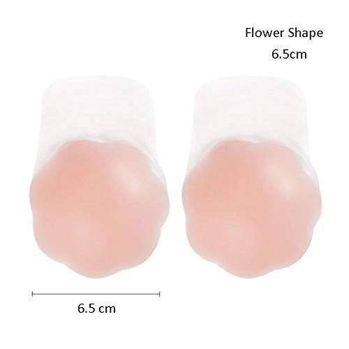 Buyeverything Reusable Silicone Nipplecovers 1 Pair Adhesive Nippleless Pasties Breast Round Petals Invisible Nipple Covers Breast Lift Tape Bra Bare Lift Pasties - 2.56 inch (A)