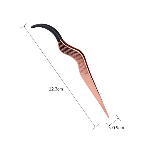 BEPHOLAN False Eyelashes Applicator Tool Eyelash Extension Tweezers Remover Clip Tweezers Nipper (Golden)