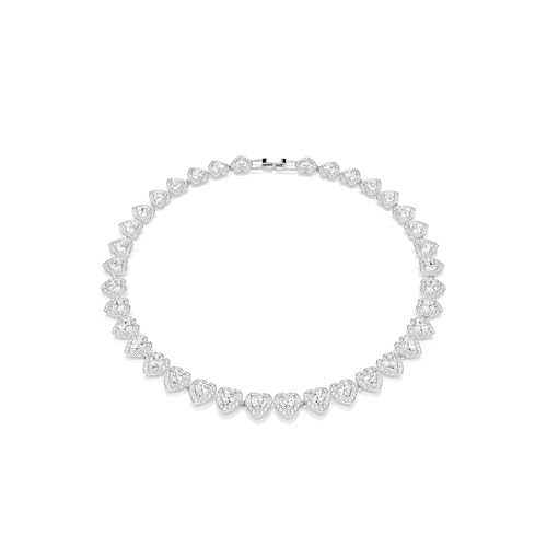 Swarovski Ariana Grande Heart All-Around Tennis Style Crystal Necklace in Rhodi…