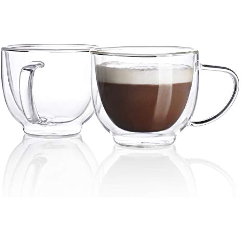 Sweese 419.101 Glass Cappuccino Cups 7 Ounce Double Walled Coffee