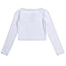 Fashion Womens Long Sleeve Crop Top Round Neck T Shirt Blouse (L, White)