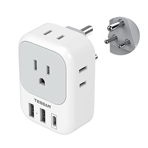 TESSAN US to India Plug Adapter Type D