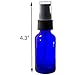 JUVITUS 1 oz / 30 ml Cobalt Blue Glass Boston Round Bottle with Black Treatment Pump (4 Pack) + Clear Travel Bag