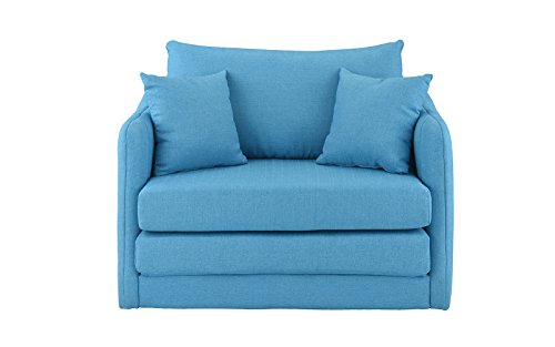 Modern Soft Linen Fabric Modular/Convertible Sleeper Chair (Blue) - Thumbnail 2
