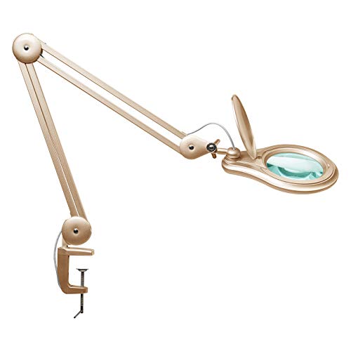 Bemelux LED Magnifying Lamp with Clamp, 5 Inch Magnifier Glass Lens