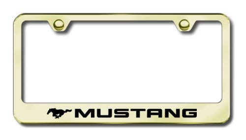 Ford Mustang Gold Metal License Frame with Logo (Certified Refurbished)