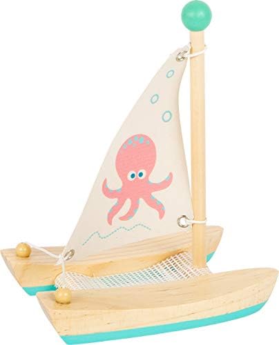 Small Foot 11656 Wooden Octopus Catamaran, Swimming Toy for The Water for Children Aged 24+ Months Bath, Blue - Image 4