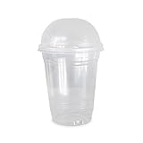 COMFY PACKAGE 50 Sets 16 oz. Plastic CRYSTAL CLEAR Cups with Dome Lids for Cold Drinks, Iced Coffee, Bubble Boba, Tea, Smoothie etc. (Dome Lids) ()