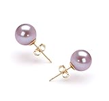 PearlsOnly - Lavender 7-8mm Freshwater 14K Yellow Gold Cultured Pearl Earring Pair