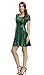 Women Halloween Skater A-Line Costume Scaled Mermaid Short Sleeve Dresses Green 2XL
