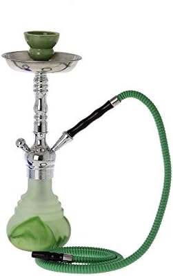 Luxus LED 1 Hose Shisha Water Pipe 1.5 cm Diameter Bowl Jar Smoke LED Smoke Columns 3 Compartment Fastened Colour Green