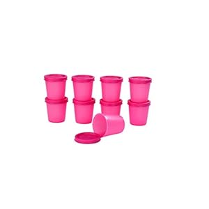 Signoraware Nano Round Medium Container Set, 90ml, Set of 9, Pink