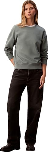 Donna Felpa Archive Logo French Terry Girocollo, Grigio (Autumn Green), M