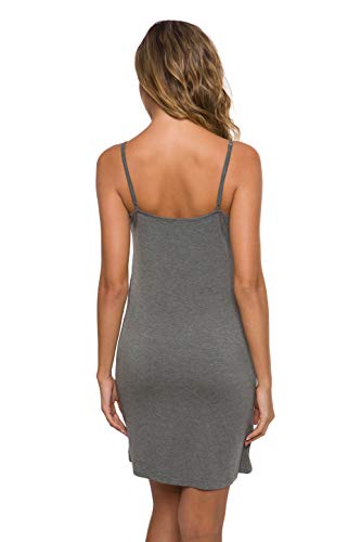 Malist Women's Adjustable Spaghetti Strap Cami Full Slip Under Dress Grey Small