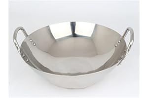 Stainless Steel Wok, Non-Stick Round Bottom, 50cm-65cm, Uncoated, Fast Heat Conduction, Ideal for Kitchen Use