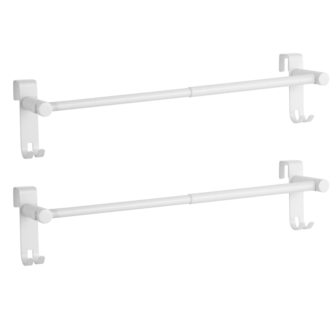 EMKE Retractable Towel Rail, Bathroom Over the Door Hanging Towel Rack with Hooks, Stainless Steel Sink Towel Holder with Adjustable Length, Radiator Towel Rail (2 Packs, White)
