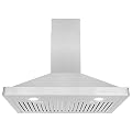 Cosmo 63175 30-in Wall-Mount Range Hood 760-CFM Ductless Convertible Duct Kitchen Chimney-Style Over Stove Vent LED Light, 3 Speed Exhaust Fan, Permanent Filter, (Stainless Steel)
