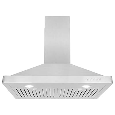 Cosmo 63175 30-in Wall-Mount Range Hood 760-CFM Ductless Convertible Duct Kitchen Chimney-Style Over Stove Vent LED Light, 3 Speed Exhaust Fan, Permanent Filter, (Stainless Steel)