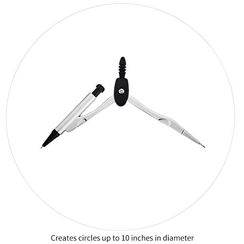 8 Pcs Compass Set with Swing Arm Protractor, Geometry Set Math Drafting for School Students withal Ruler, Eraser (Black, 8Pcs)