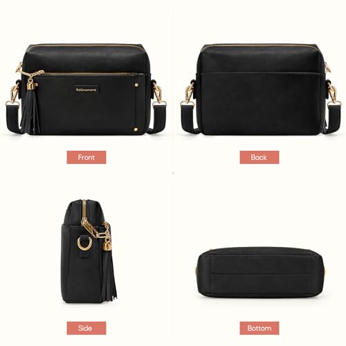 RAINSMORE Shoulder Bag Women Medium Women's Bags PU Leather | Small Crossbody Bag with Large Capacity for Umbrella and Bottle 550ml, Shoulder Bag with Tassel and Anti-theft Zipper