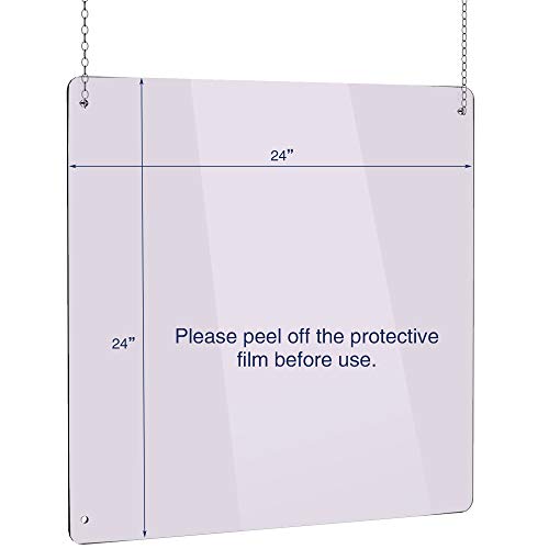 Hanging (24"x 24") Portable Acrylic Plexiglass Sneeze Guard Shield for