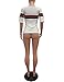 Akmipoem Fashion Ribbon Stripe Patchwork Half Sleeve Ribbed T-Shirt White L